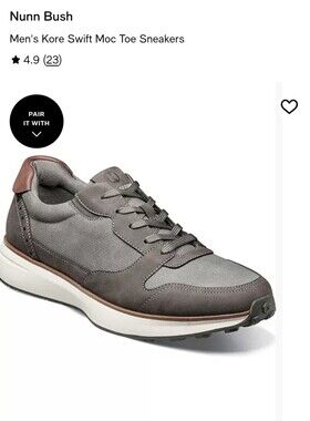 Nunn Bush Men's Kore Swift Moc Toe Sneakers - Gray with Brown Accent